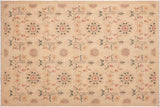 Shabby Chic Ziegler Donald Tan Green Hand-Knotted Wool Rug - 5'10'' x 8'8''