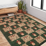 handmade Transitional Kafkaz Chobi Ziegler Green Tan Hand Knotted RECTANGLE 100% WOOL area rug 6 x 9