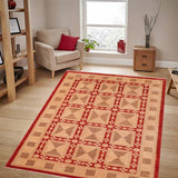 handmade Transitional Kafkaz Chobi Ziegler Red Tan Hand Knotted RECTANGLE 100% WOOL area rug 6 x 9