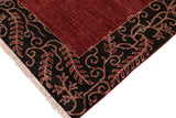 Handmade Kafakz Chobi Ziegler Modern Contemporary Red Black Hand Knotted Rectangel Hand Knotted 100% Vegetable Dyed wool area rug 6 x 10