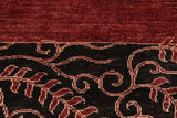 Handmade Kafakz Chobi Ziegler Modern Contemporary Red Black Hand Knotted Rectangel Hand Knotted 100% Vegetable Dyed wool area rug 6 x 10