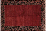 Modern Ziegler Santina Red Black Hand-Knotted Wool Rug - 6'2'' x 9'9''