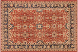 handmade Traditional Kafkaz Chobi Ziegler Rust Drk. Blue Hand Knotted RECTANGLE 100% WOOL area rug 10 x 14