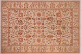 Shabby Chic Ziegler Stefania Beige Orange Hand-Knotted Wool Rug - 6'1'' x 9'2''