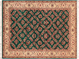 Gulab Pak Persian Lovella Green/Ivory Wool Rug - 6'1'' x 9'2''