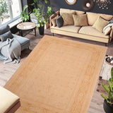 handmade Transitional Kafkaz Chobi Ziegler Tan Rust Hand Knotted RECTANGLE 100% WOOL area rug 6 x 9