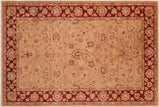 Shabby Chic Ziegler Michal Brown Red Hand-Knotted Wool Rug - 6'1'' x 9'0''
