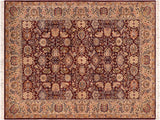 handmade Traditional Agra Red Taupe Hand Knotted RECTANGLE 100% WOOL area rug 6x9