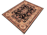 handmade Traditional Gujranwala Black Taupe Hand Knotted RECTANGLE 100% WOOL area rug 6x9