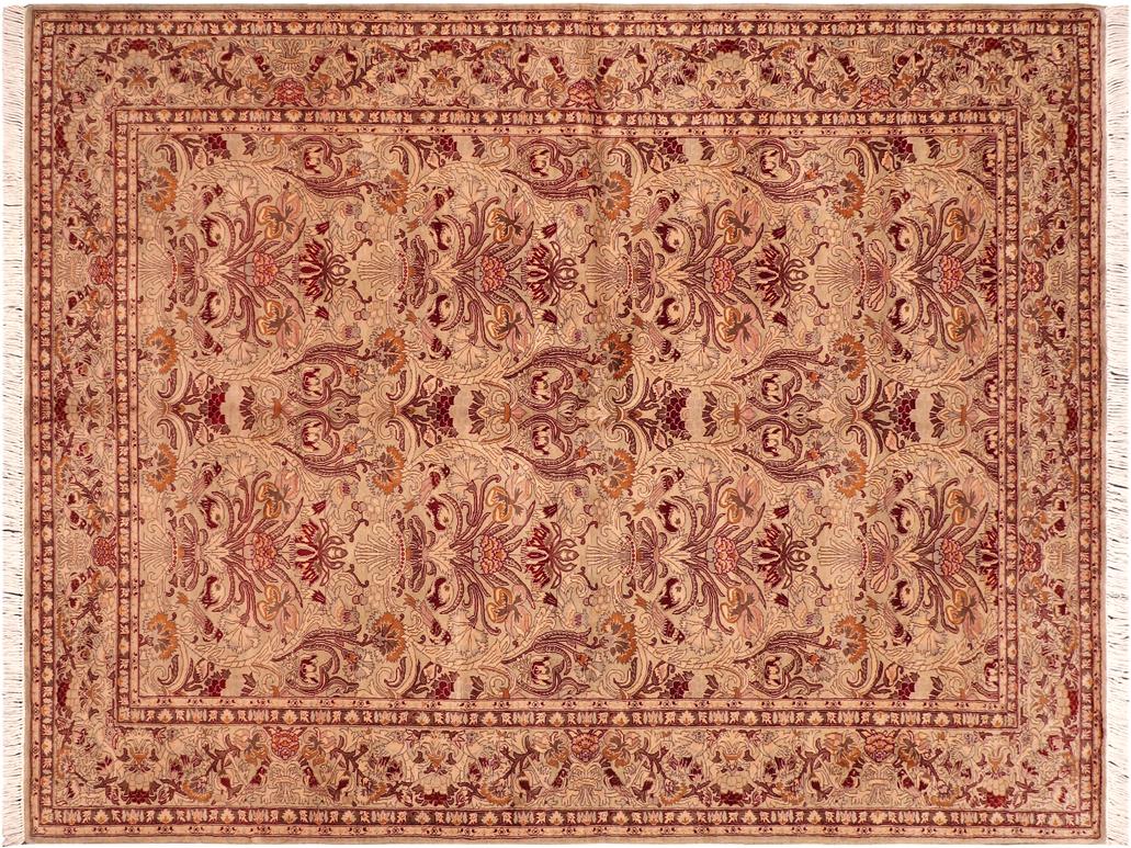 handmade Traditional Sayra Taupe Red Hand Knotted RECTANGLE 100% WOOL area rug 6x9