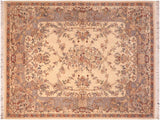 handmade Traditional Gujranwala Beige Grey Hand Knotted RECTANGLE 100% WOOL area rug 6x9