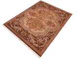 handmade Traditional Firdous Brown Taupe Hand Knotted RECTANGLE 100% WOOL area rug 6x10