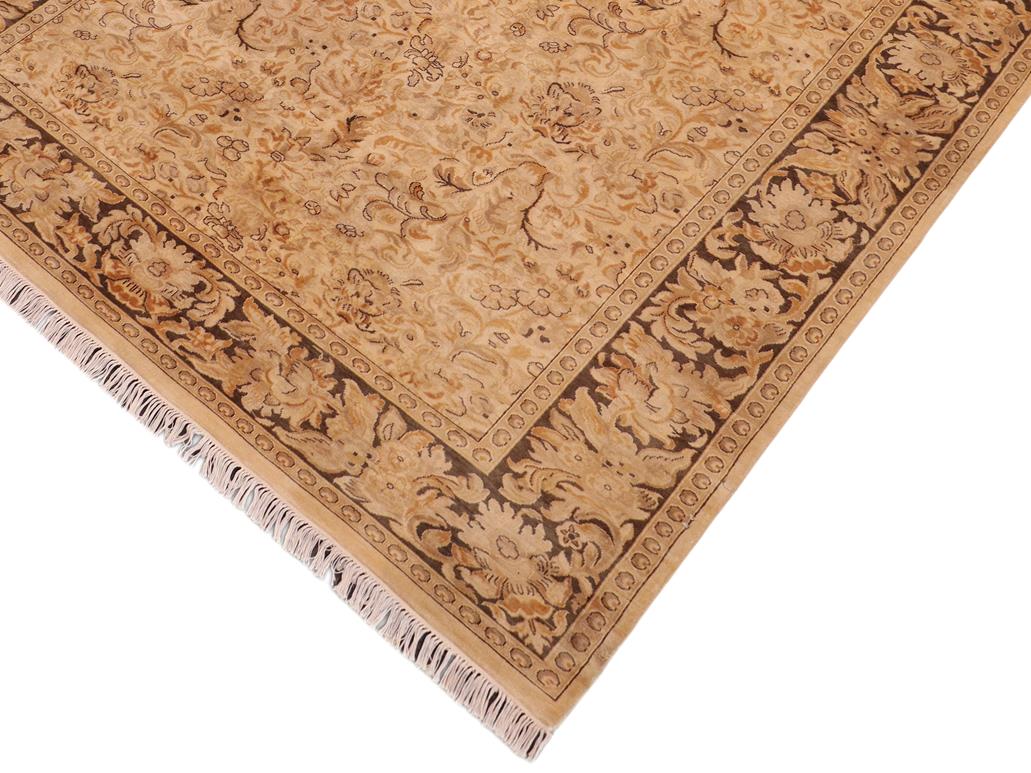 handmade Traditional Sukhan Beige Charcoal Hand Knotted RECTANGLE 100% WOOL area rug 6x9