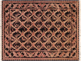handmade Traditional Basan Black Pink Hand Knotted RECTANGLE 100% WOOL area rug 6x9