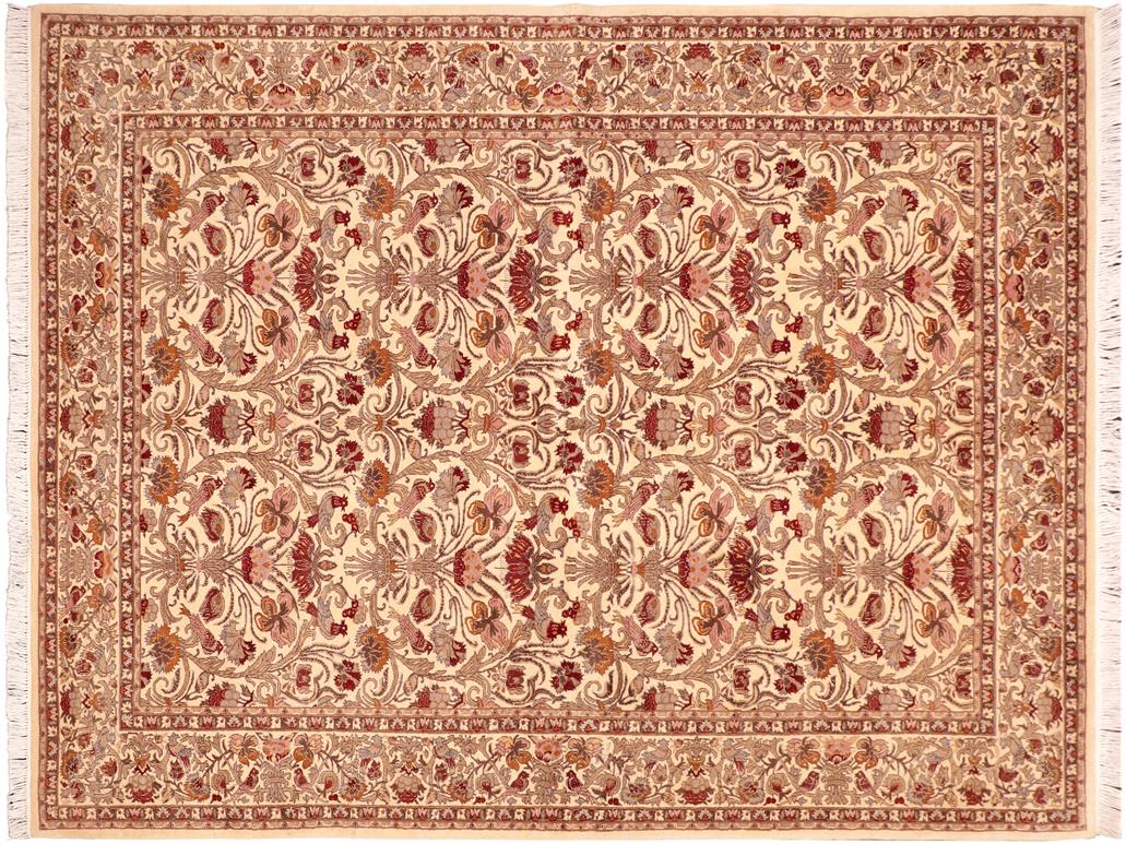 handmade Traditional Sayra Beige Gold Hand Knotted RECTANGLE 100% WOOL area rug 6x9