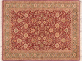 handmade Traditional Lahore Red Green Hand Knotted RECTANGLE 100% WOOL area rug 6x9