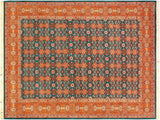 handmade Traditional  Teal Orange Hand Knotted RECTANGLE 100% WOOL area rug 6x9