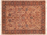 Shahid Pak Persian Marlana Taupe/Blue Wool Rug - 6'2'' x 9'3''