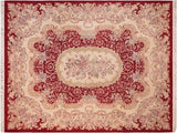 handmade Traditional Eurpien Red Tan Hand Knotted RECTANGLE 100% WOOL area rug 8x10
