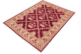 handmade Transitional Kafkaz Chobi Ziegler Magenta Beige Hand Knotted RECTANGLE 100% WOOL area rug 8 x 10