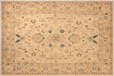 Shabby Chic Ziegler Exie Tan Green Hand-Knotted Wool Rug - 8'0'' x 10'2''