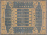 Antique Lavastone Low-Pile Larraine Blue/Gold Wool Rug - 9'2'' x 11'5''