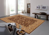 handmade Traditional Kafkaz Chobi Ziegler Brown Tan Hand Knotted RECTANGLE 100% WOOL area rug 9 x 12