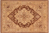 handmade Geometric Kafkaz Chobi Ziegler Brown Tan Hand Knotted RECTANGLE 100% WOOL area rug 8 x 10