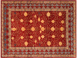 handmade Geometric Super Kazak Red Blue Hand Knotted RECTANGLE 100% WOOL area rug 7x10
