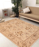 handmade Traditional Kafkaz Chobi Ziegler Tan Brown Hand Knotted RECTANGLE 100% WOOL area rug 8 x 10