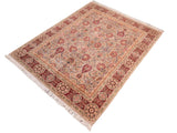 handmade Traditional Lahore Taupe Red Hand Knotted RECTANGLE 100% WOOL area rug 8x11