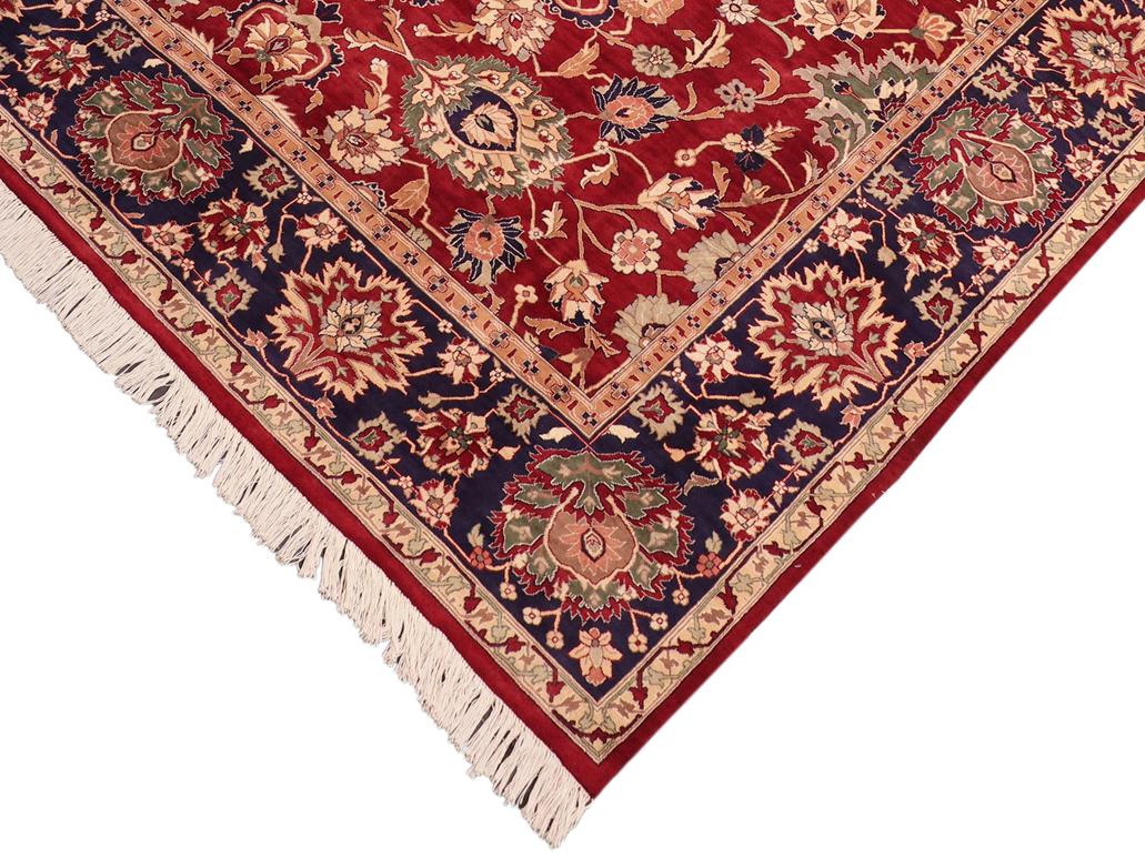handmade Traditional Lahore Red Blue Hand Knotted RECTANGLE 100% WOOL area rug 8x10
