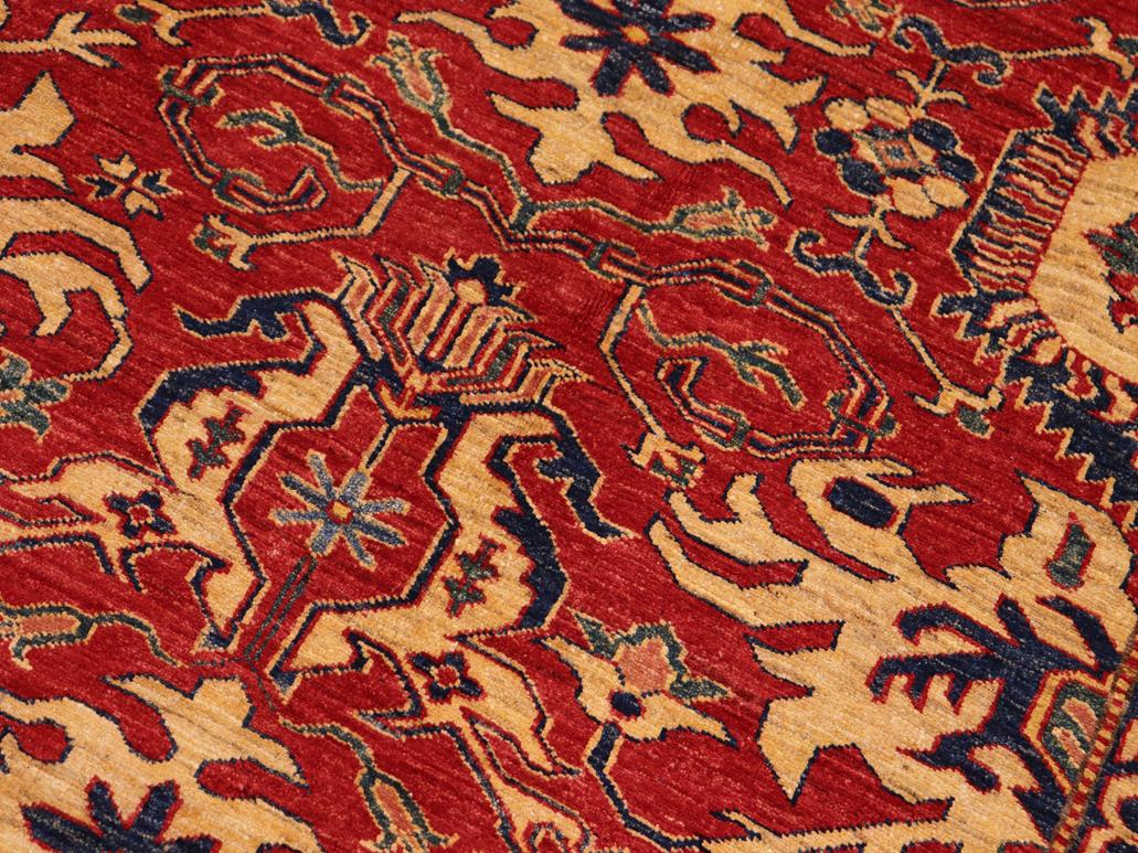 handmade Geometric Super Kazak Red Gold Hand Knotted RECTANGLE 100% WOOL area rug 10x13