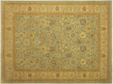 Turkish Knotted Istanbul Josphine Blue/ Tan Wool Rug - 9'2'' x 11'11''