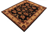 handmade Traditional Kafkaz Chobi Ziegler Black Gold Hand Knotted RECTANGLE 100% WOOL area rug 9 x 12