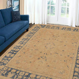 handmade Traditional Kafkaz Chobi Ziegler Tan Blue Hand Knotted RECTANGLE 100% WOOL area rug 9 x 12