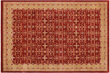 Oriental Ziegler Latina Red Green Hand-Knotted Wool Rug - 9'1'' x 11'10''