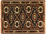 Antique Rustic Kargahi Breann Brown/Blue Wool Rug - 5'1'' x 5'10''