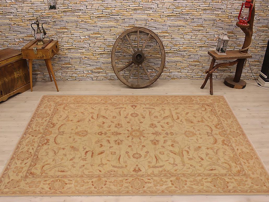 handmade Traditional Antique Tan Tan Hand Knotted RECTANGLE 100% WOOL area rug 10x14