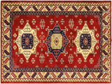 Antique Rustic Sherwan James Red/Beige Wool Rug - 4'1'' x 5'10''