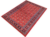 handmade Geometric Sherwan Red Blue Hand Knotted RECTANGLE 100% WOOL area rug 5x7