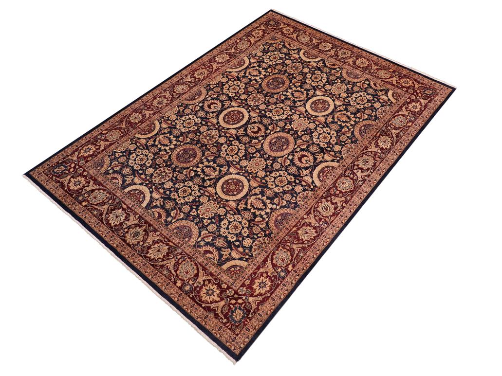 handmade Traditional Agra Tabriz Blue Red Hand Knotted RECTANGLE 100% WOOL area rug 8x10