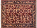 Antique Vegetable Dyed Agra Tabriz Red/Blue Wool Rug - 7'11'' x 9'11''