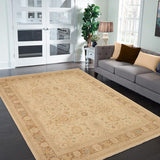 handmade Traditional Kafkaz Chobi Ziegler Beige Brown Hand Knotted RECTANGLE 100% WOOL area rug 9 x 12