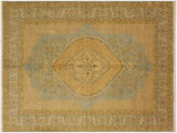 Turkish Knotted Istanbul George Blue/Gold Wool Rug - 5'8'' x 7'4''