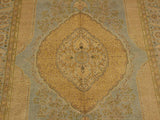 handmade Traditional Design Lt. Blue Gold Hand Knotted RECTANGLE 100% WOOL area rug 6x7