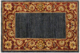 Contemporary Ziegler Kenneth Blue Red Hand-Knotted Wool Rug - 3'11'' x 5'9''