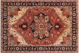 Rustic Heriz Ziegler Anthony Rust Blue Hand-Knotted Rug - 9'1'' x 11'7''