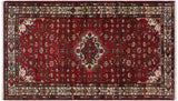 handmade Geometric Kashan Red Ivory Hand Knotted RUNNER WOOL&SILK area rug 3x7