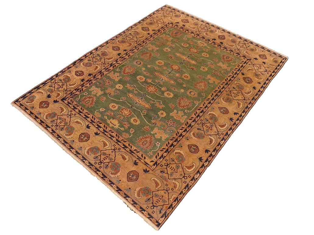 handmade Transitional Antique Green Gold Hand-Woven RECTANGLE 100% WOOL area rug 7x10
